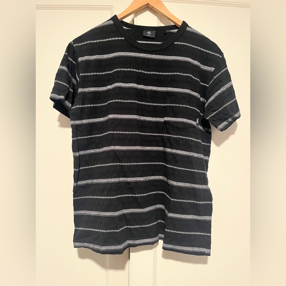 Thrills Black & White Striped Pocket Tee